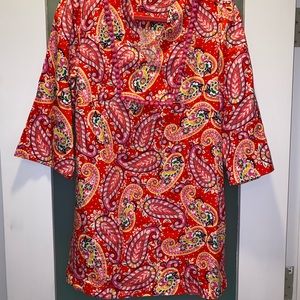 BODEN Evangeline Linen Tunic Dress Red Paisley 6P